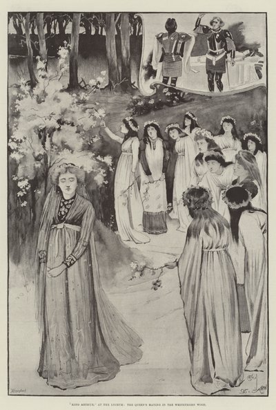 Re Artù, al Lyceum, la festa della Regina nel bosco di biancospino da Cecil Charles Windsor Aldin